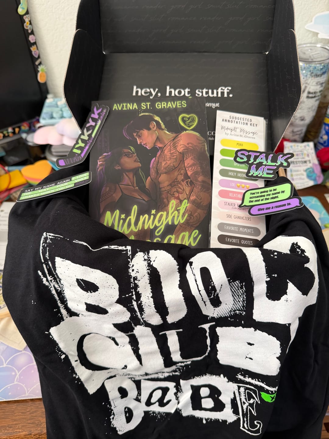 Customer photo review of smut slut book club subscription