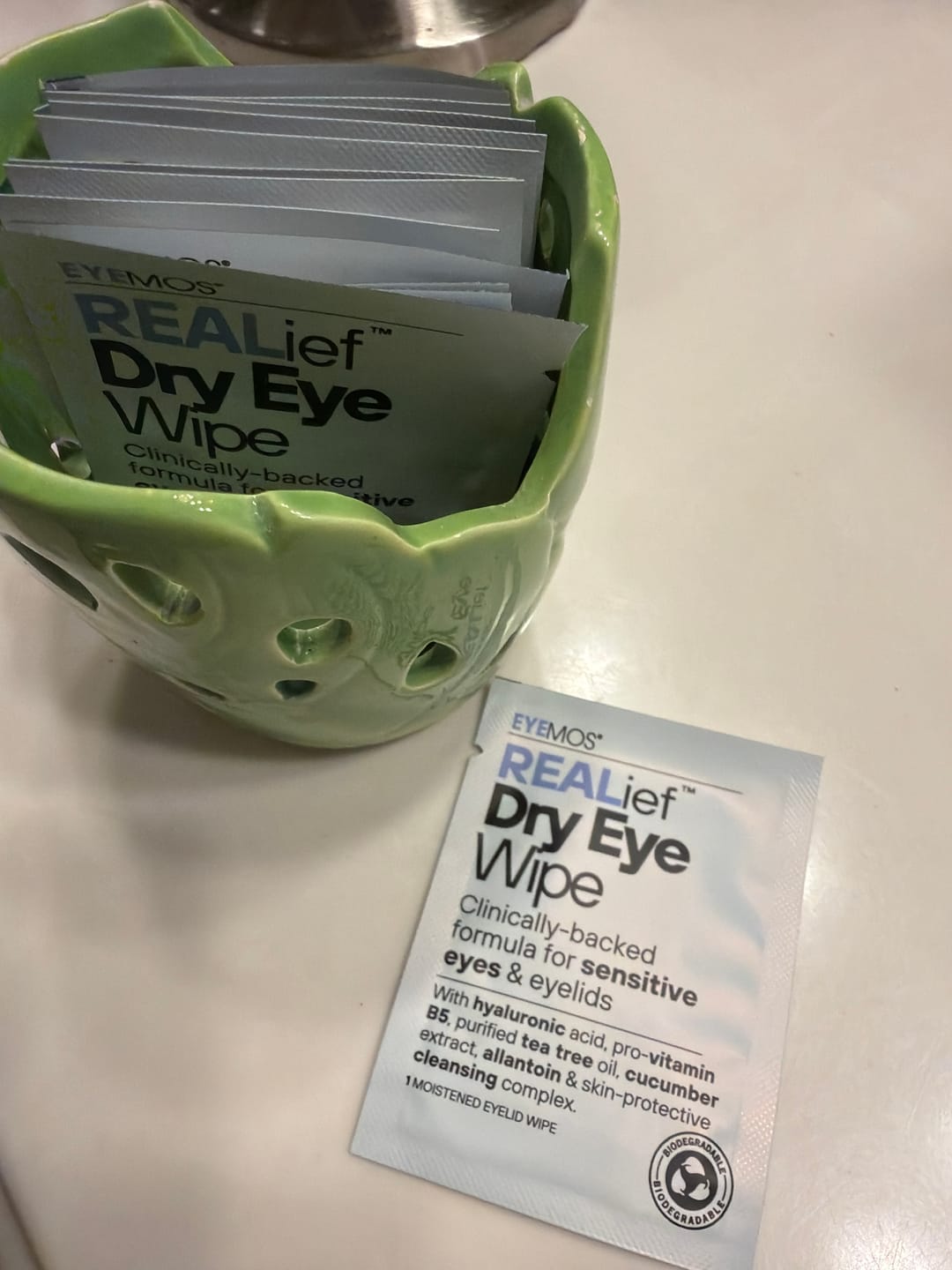 Customer photo review of REALief™ Dry Eye Wipes | 30