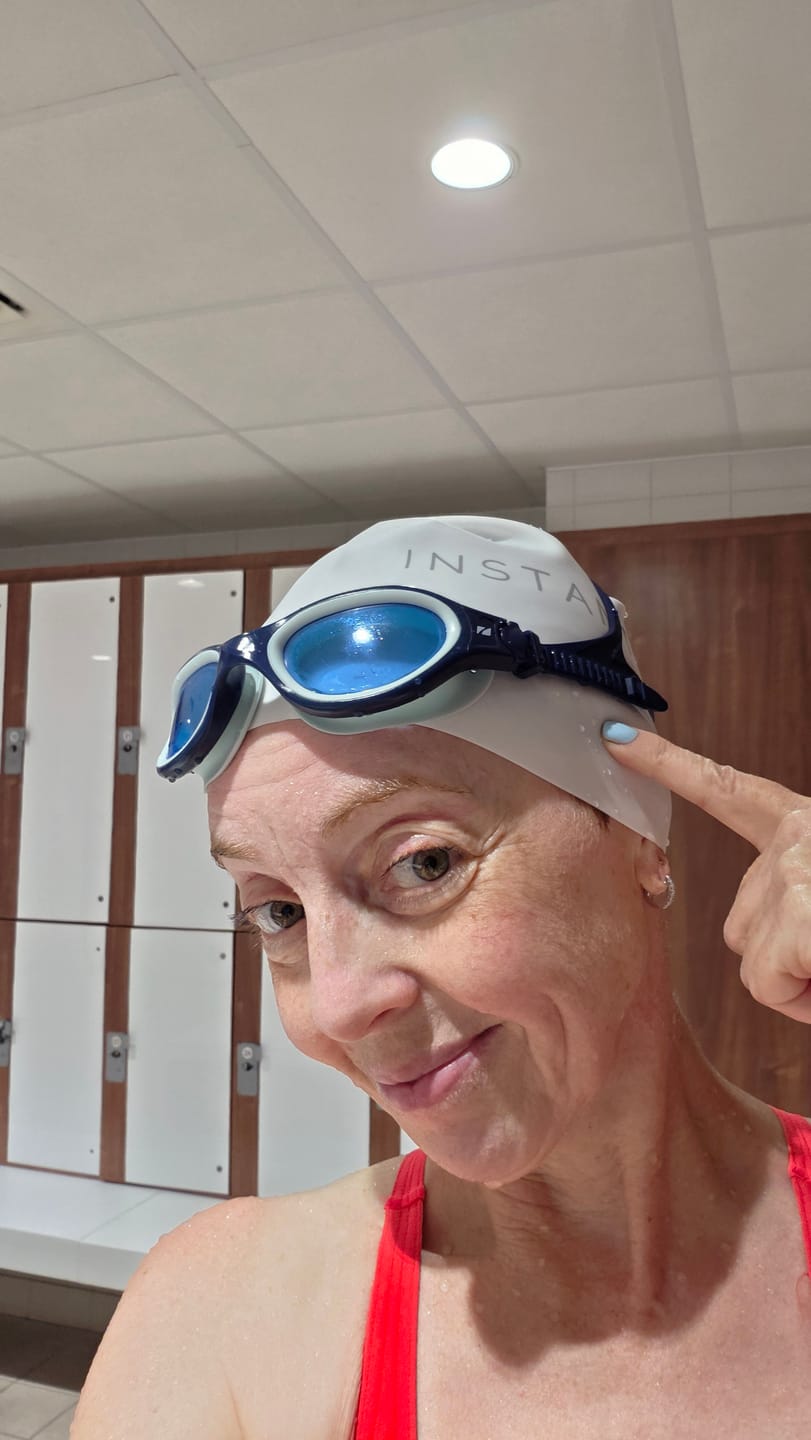 Customer photo review of Seamless Swim Cap - Bianco