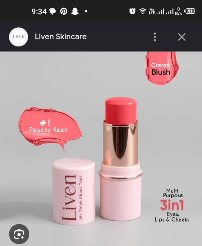 Customer photo review of Liven Cream Blush Stick - #1 Peachy Keen