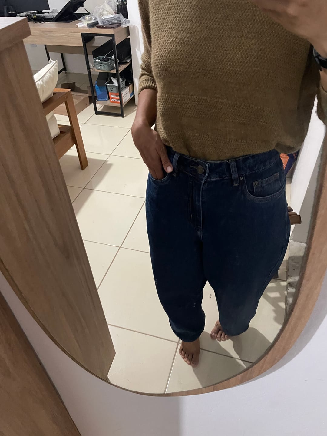Customer photo review of Calça Jeans Balloon Baobá Azul Escuro
