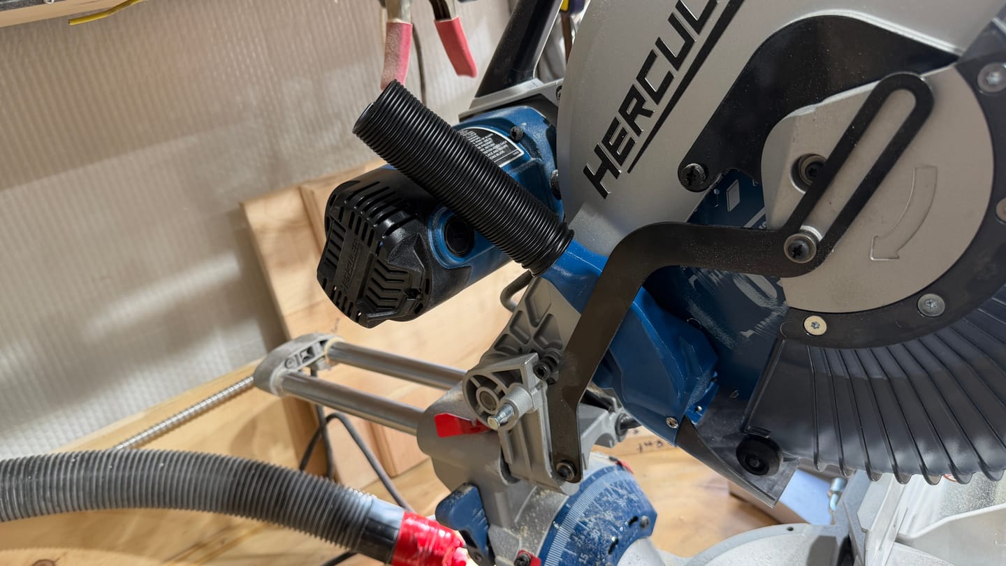 Customer photo review of Dust Collection Chute for Hercules HE74 12" Sliding Compound Miter Saw