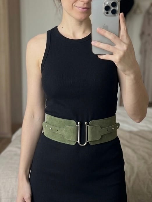 Customer photo review of Пояс Carmin оливковий