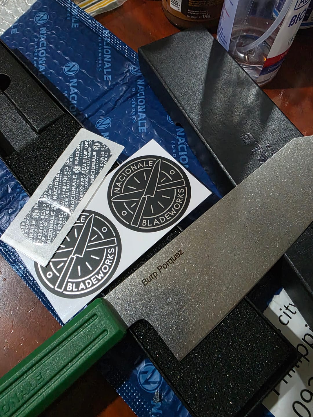 Customer photo review of 180mm Bunka. AUS8 Stainless. Recycled Plastic Skateboard Material Handle