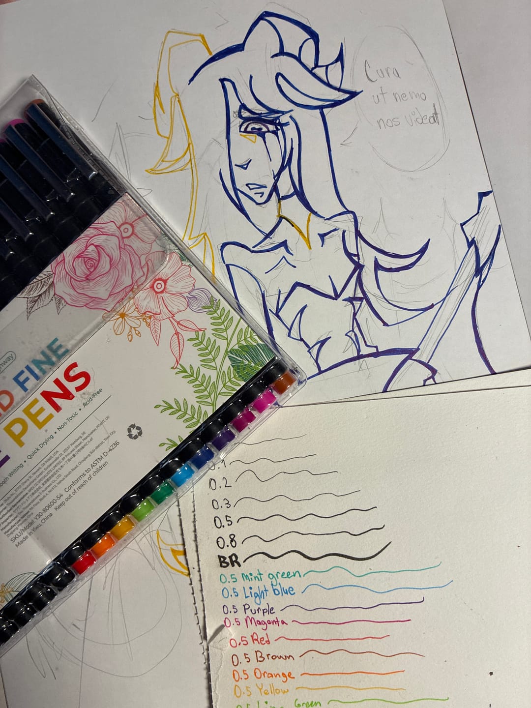 Customer photo review of Ohuhu Hana Highway Fineliner Drawing Pens,18 Pack