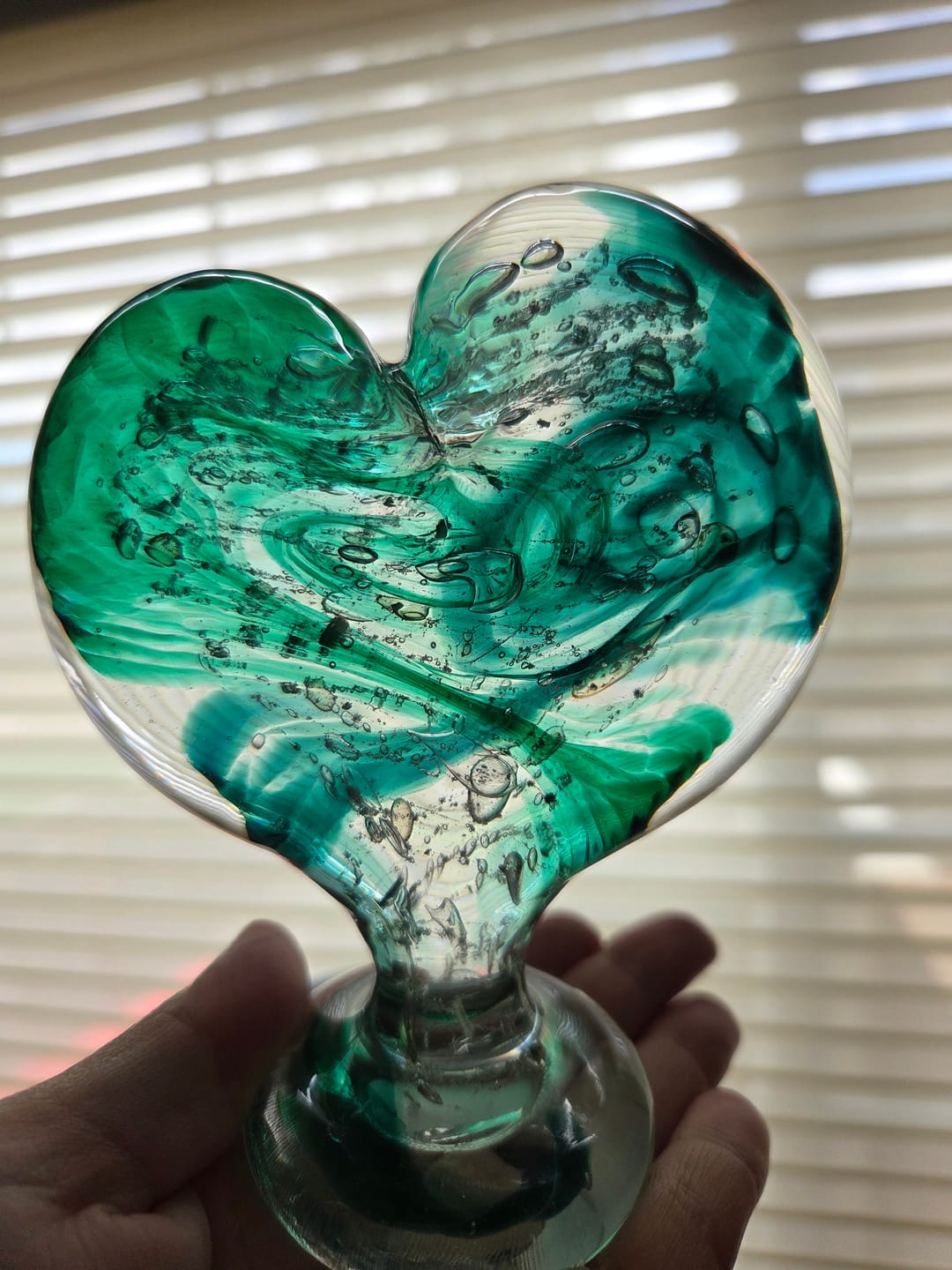 Customer photo review of Glass Heart with Cremation Ash - Standing