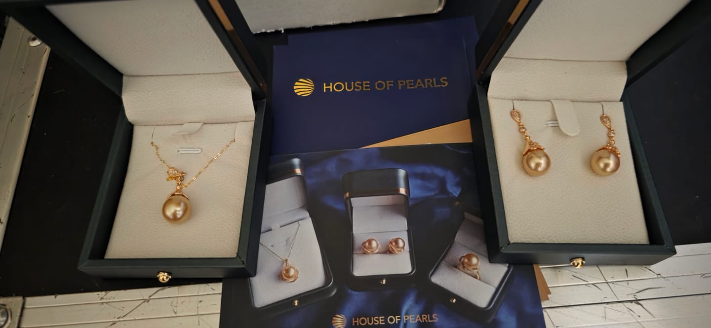 Customer photo review of Golden South Sea Pearl  & CZ Luise Earrings
