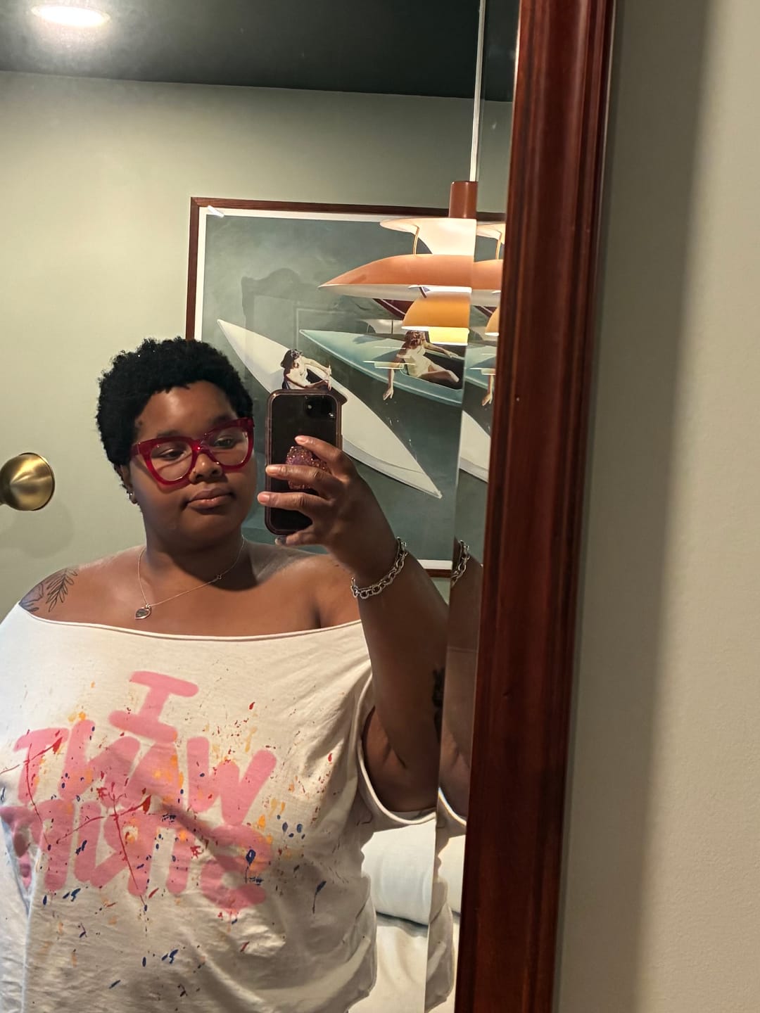 Customer photo review of I WANT STRIPT OFF THE SHOULDER TOP