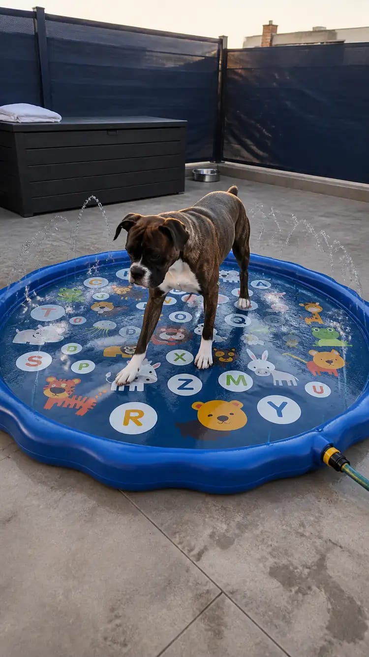 Customer photo review of AquaPaw Dog Splash Pad & Sprinkler Mat