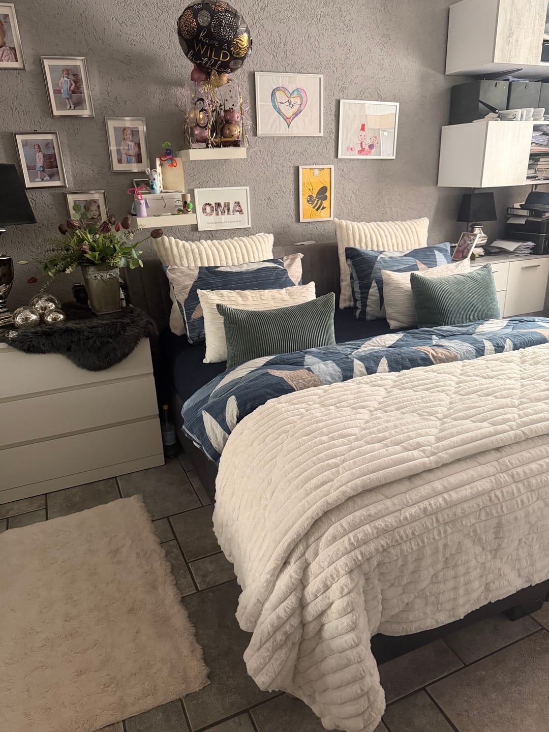 Customer photo review of Y-NOT Teddy Chunky Rib Bettdecke Offwhite