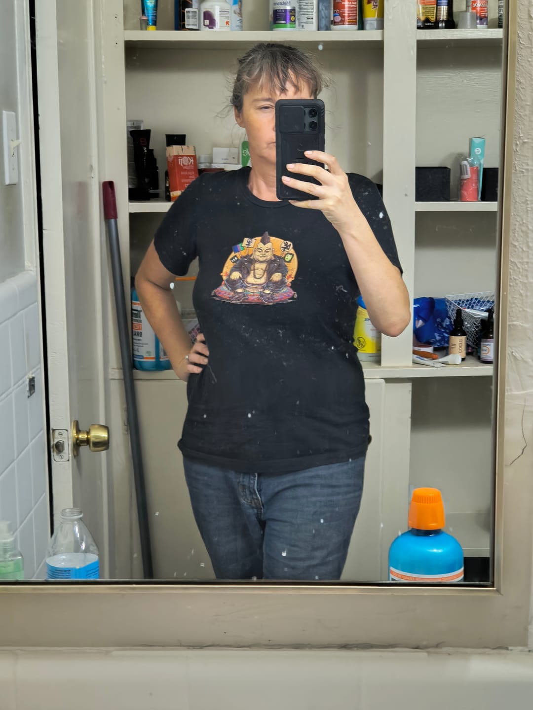 Customer photo review of Enlightened Sit Punk Buddha Meditation Graphic Tee