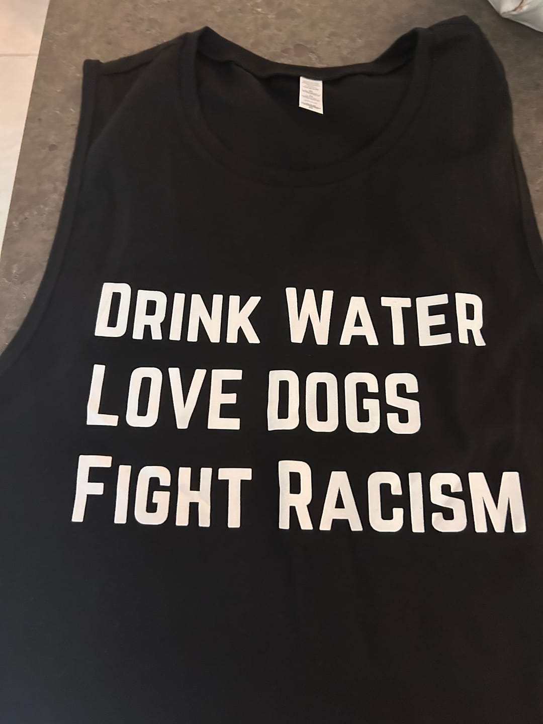 Customer photo review of Drink coffee Love dogs Women's Fest Tank
