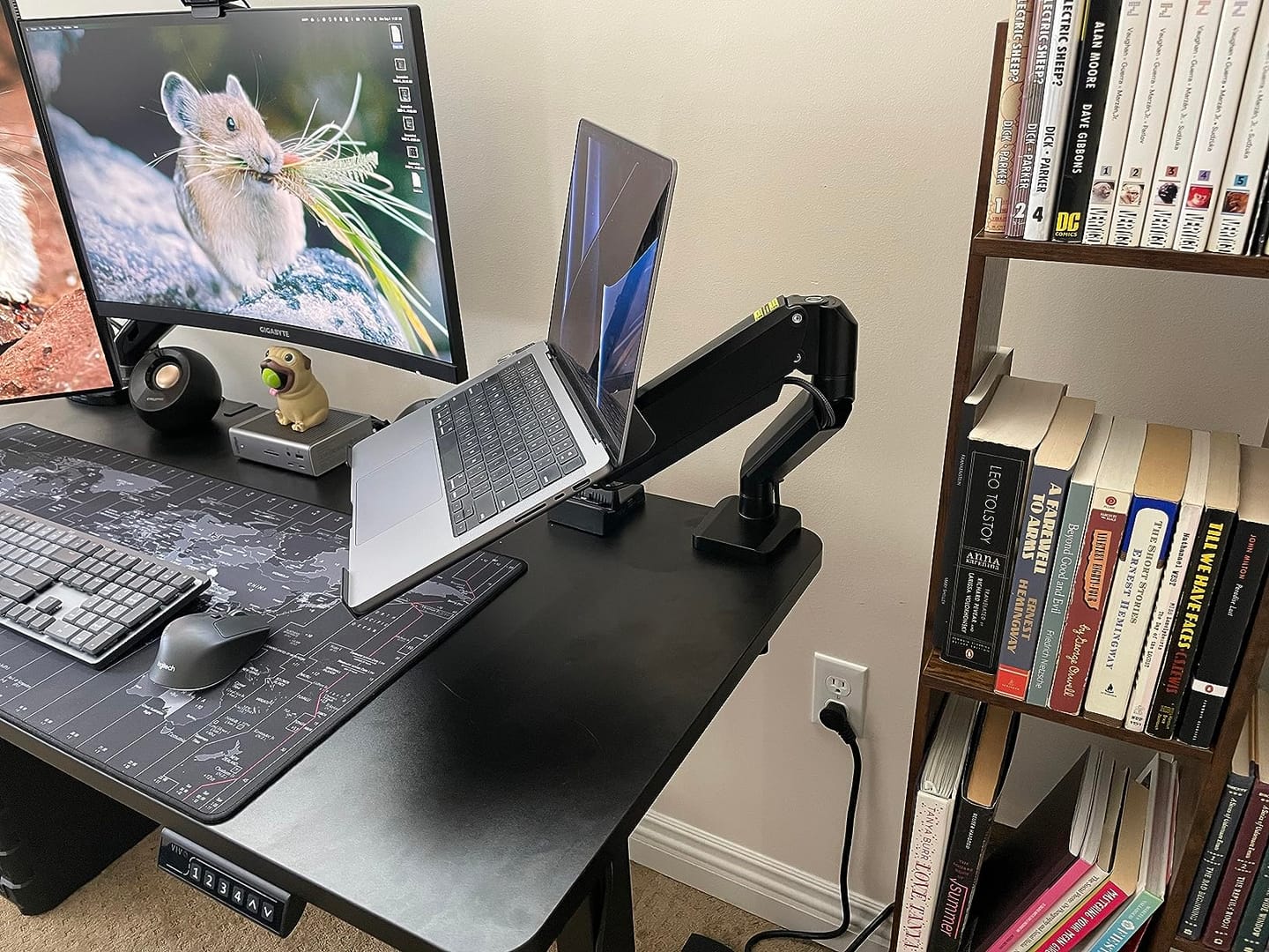 Customer photo review of 2-in-1 Laptop & Monitor Desk Mount
