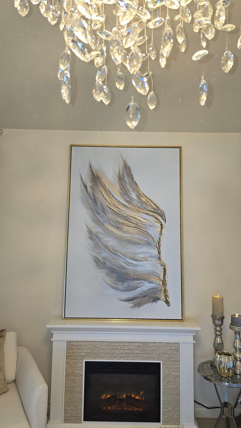 Customer photo review of Abstract Wing in Gold and White