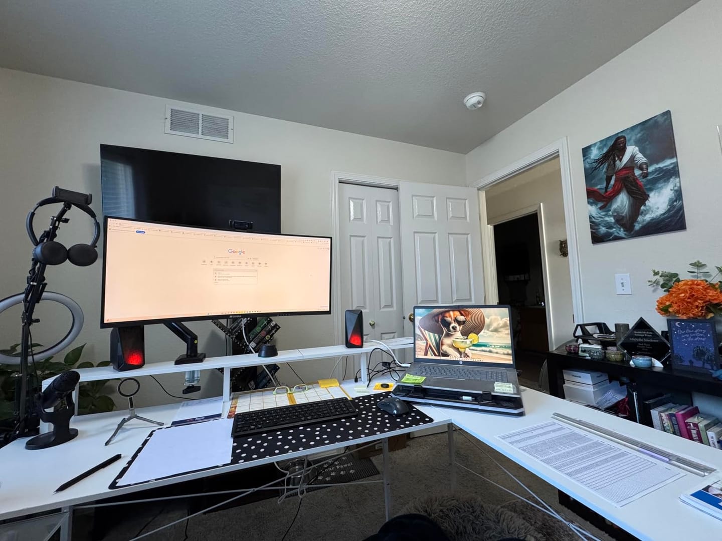 Customer photo review of 2-in-1 Laptop & Monitor Desk Mount