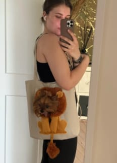 Customer carrying the pet carrier