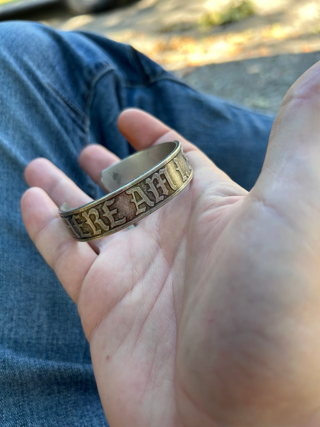 Customer photo review of Here Am I. Send Me. - Stainless Steel Cuff Bracelet