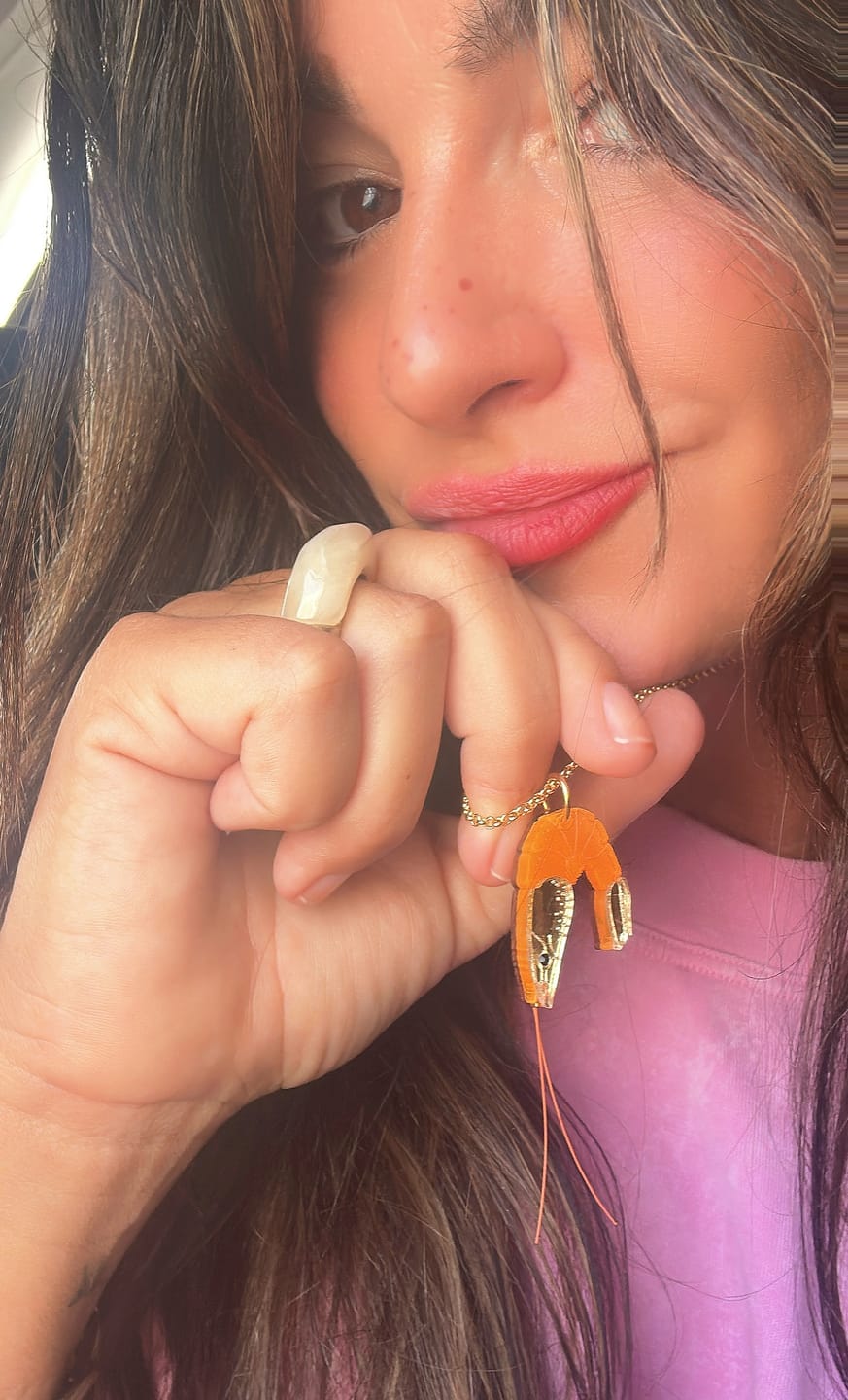 Customer photo review of Shrimp Pendant Necklace