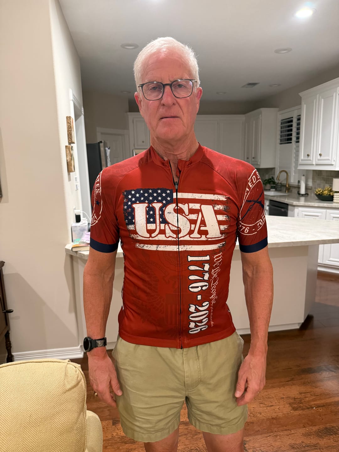 Customer photo review of Men’s Personalized USA Heritage 1776–2026 Cycling Jersey & Kit