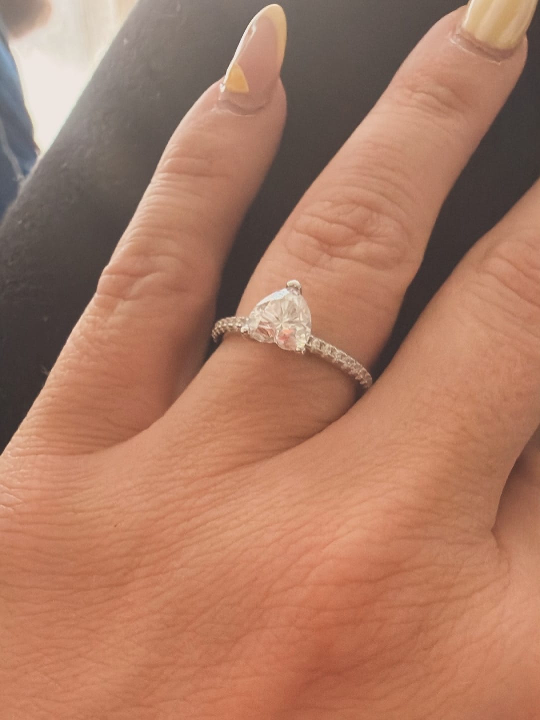 Customer photo review of White Gold 1ct Heart Moissanite Slimline Dazzle Ring