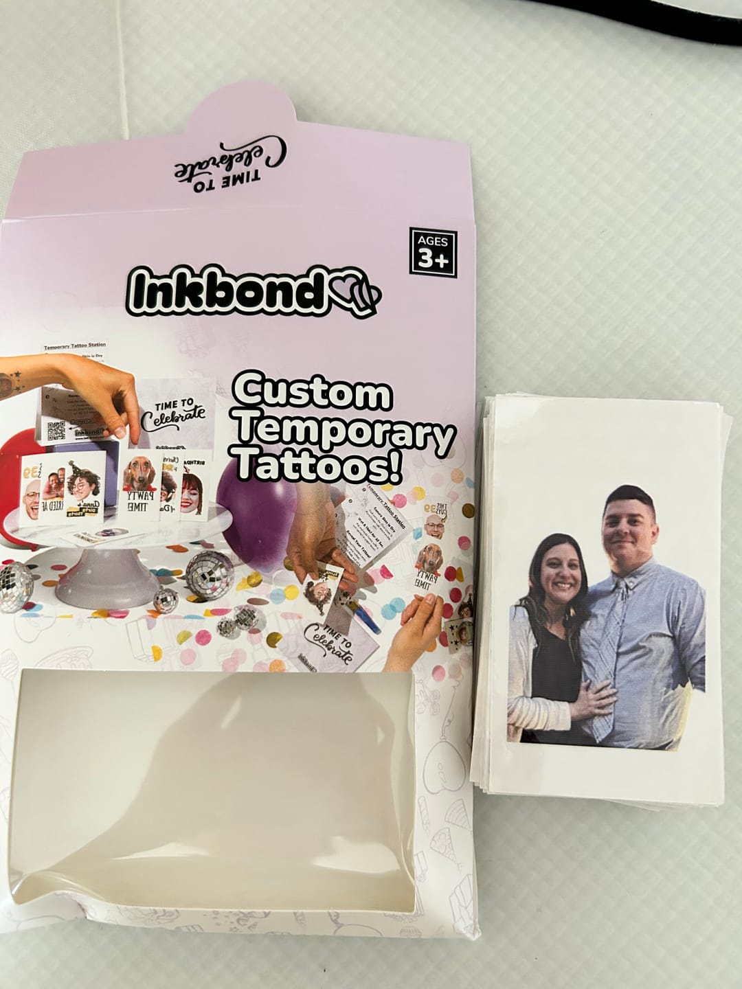 Customer photo review of Custom Couple's Photo Background Removal Temporary Tattoo