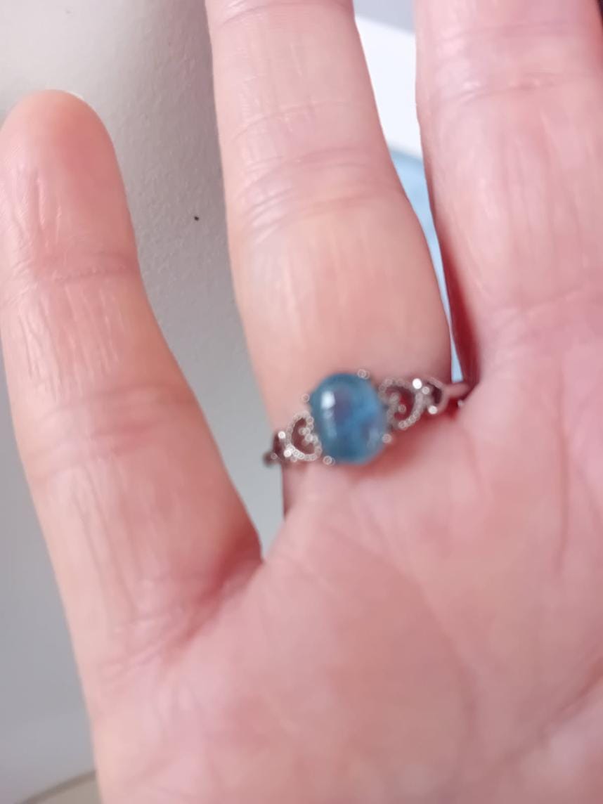 Customer photo review of Bague Ajustable "Cristal de Mer" en Aigue-Marine
