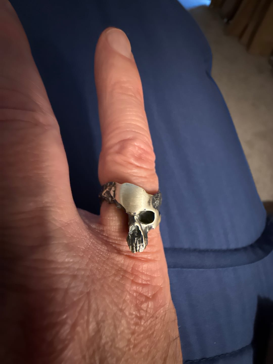 Customer photo review of Wounded Skull Head Ring