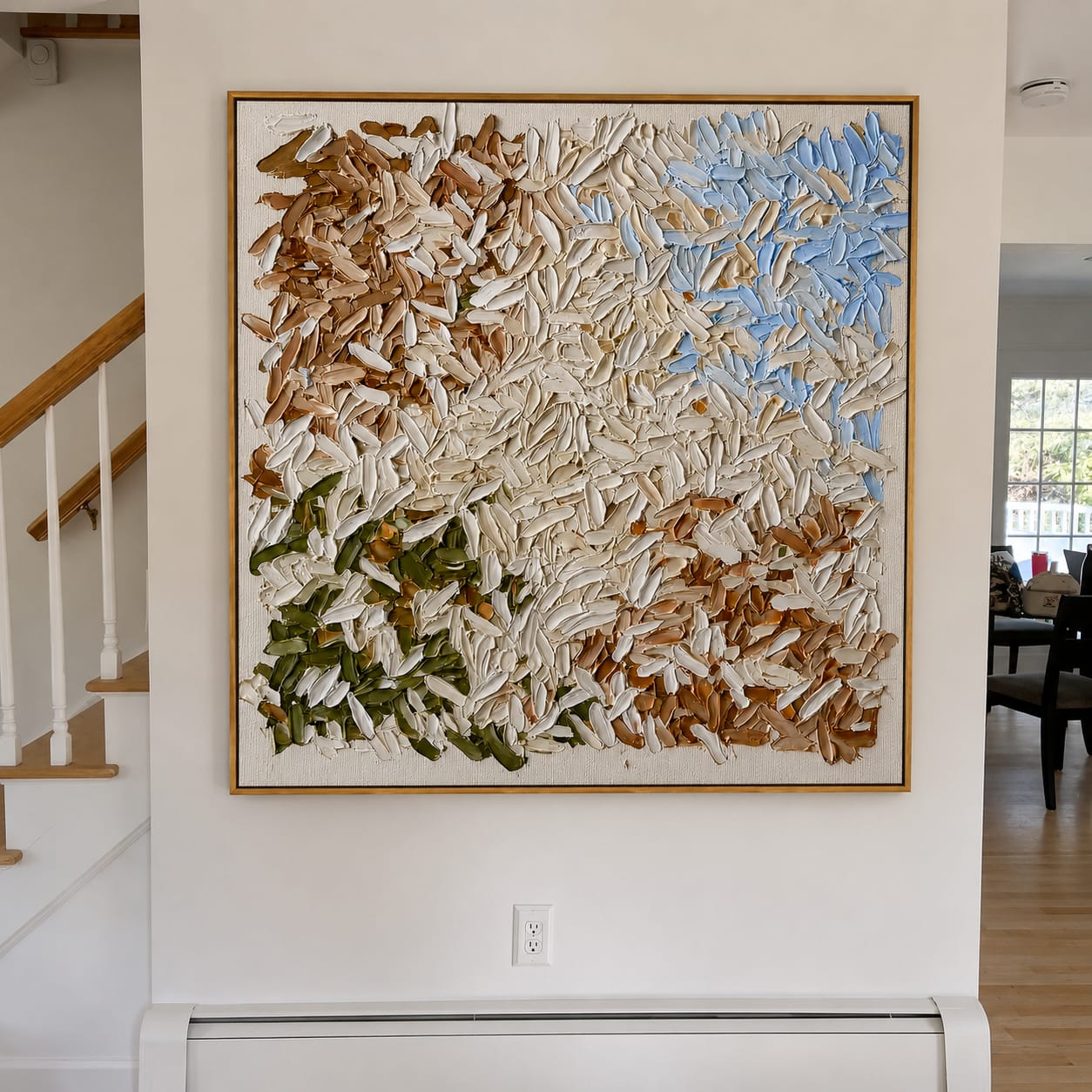 Customer photo review of "Petal Harmony" – Cream Floral Textured Abstract Painting