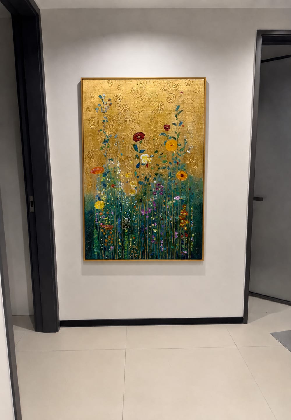 Customer photo review of Golden Reverie – Textured Floral Wall Art, Hand-Painted Gold Canvas for Luxury Home Decor