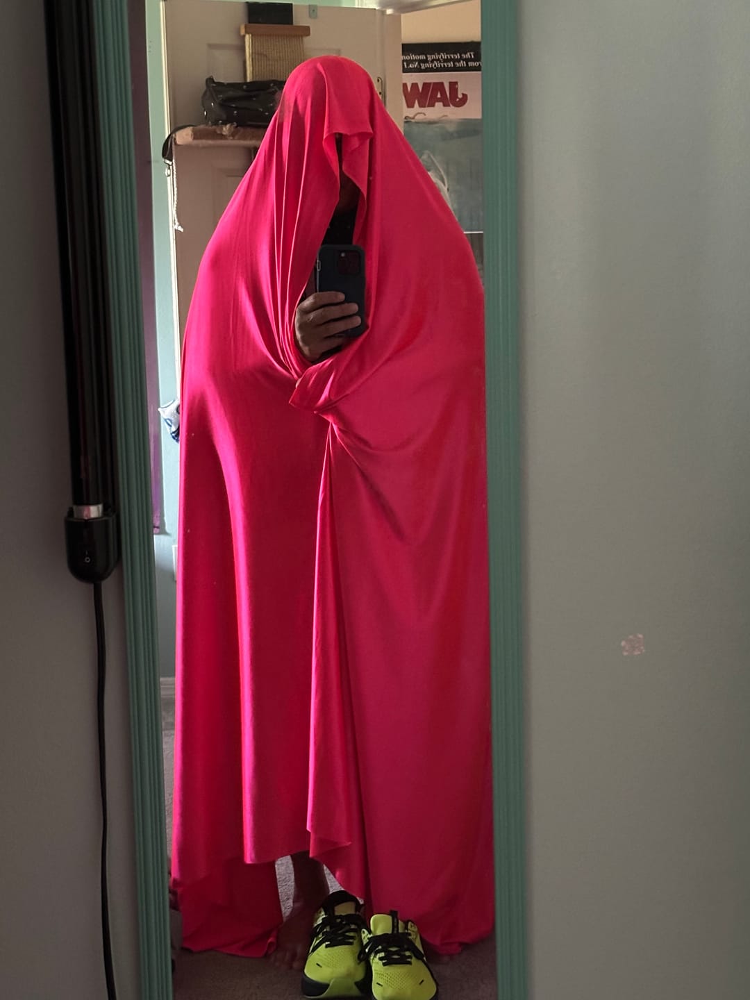 Customer photo review of Fuchsia Neon Shiny Nylon Spandex