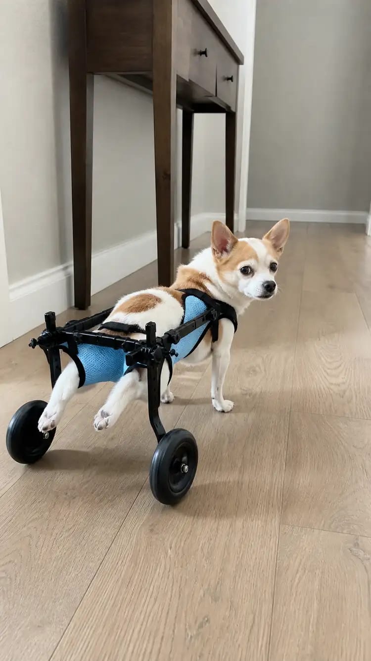 Customer photo review of JoyStride Dog Wheelchair for Small & Medium Breeds