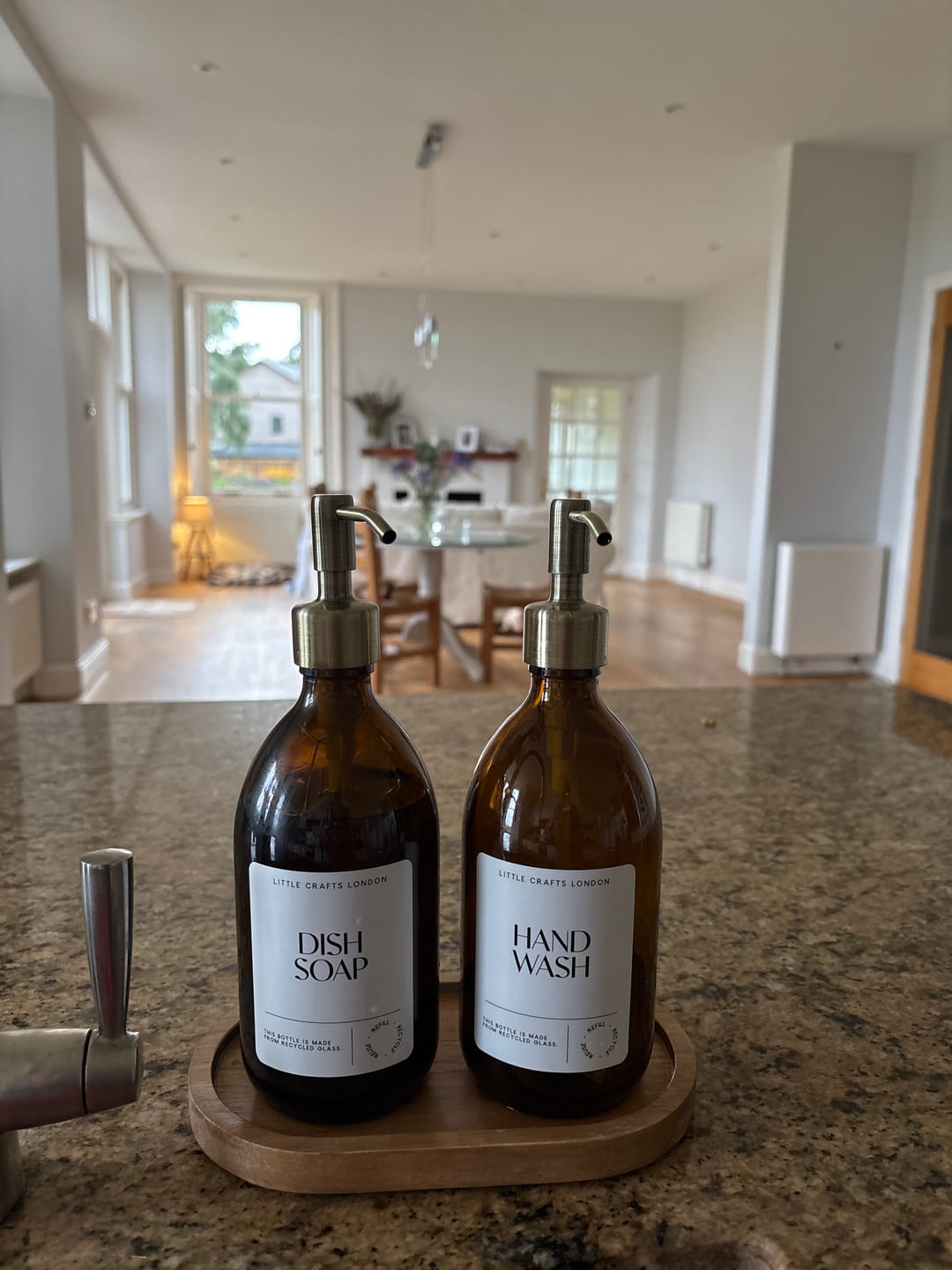 Customer photo review of 500ml Amber Glass Bottle with Metal Pump White Label