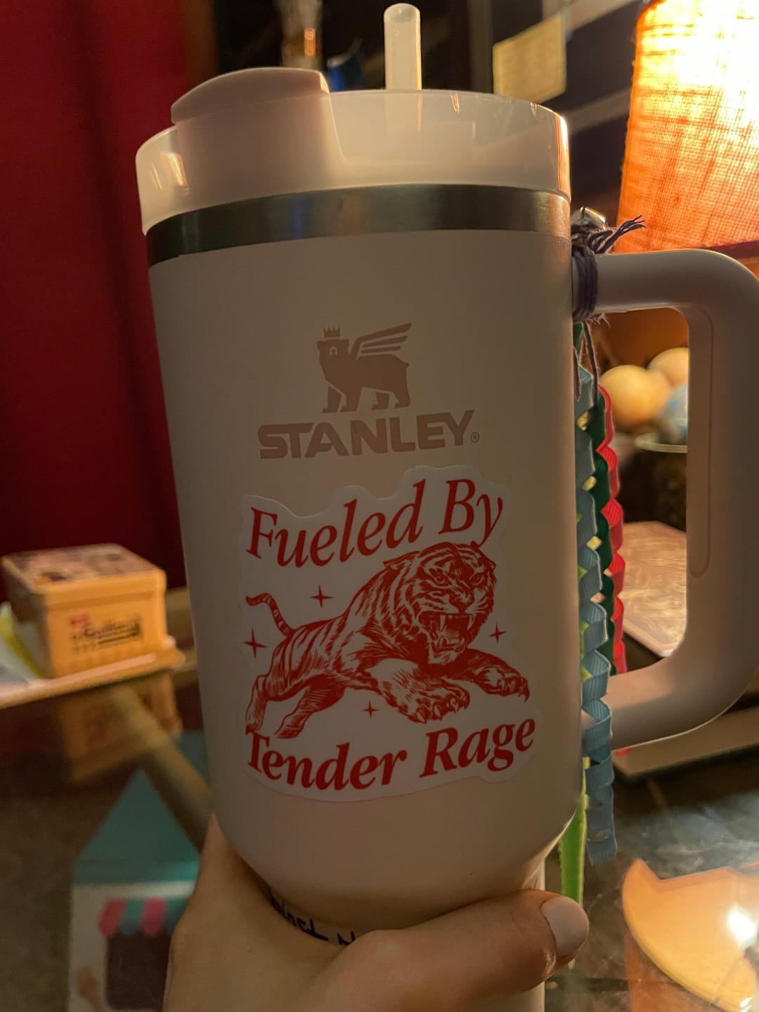 Customer photo review of Fueled By Tender Rage Sticker
