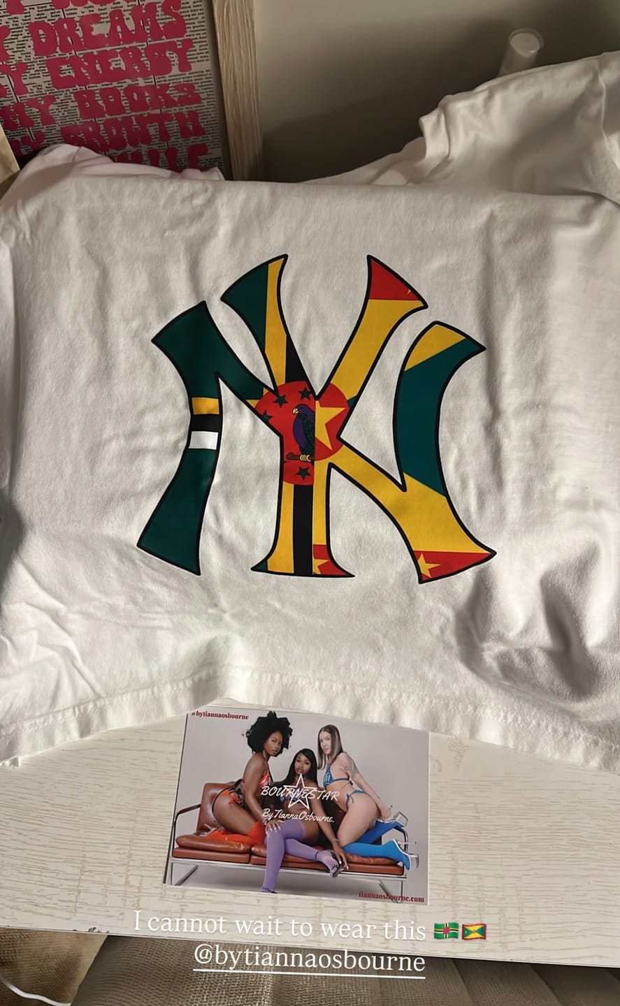 Customer photo review of CUSTOM ORDER: Caribbean Flags x NY Baby Tee [Read Description]