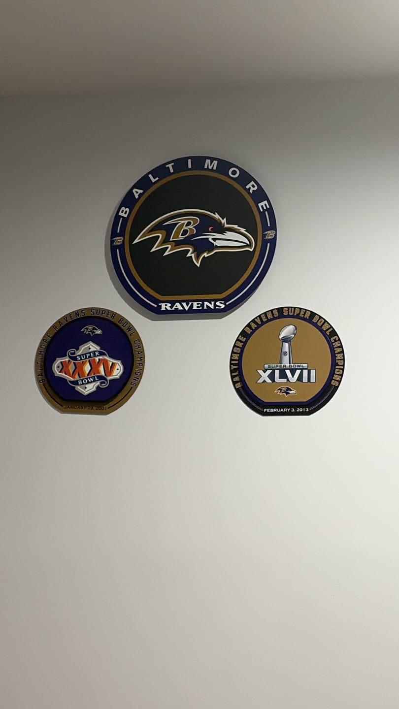 Customer photo review of Baltimore Ravens Super Bowl XXXV "Double Play" On the Shelf or on the Wall Art
