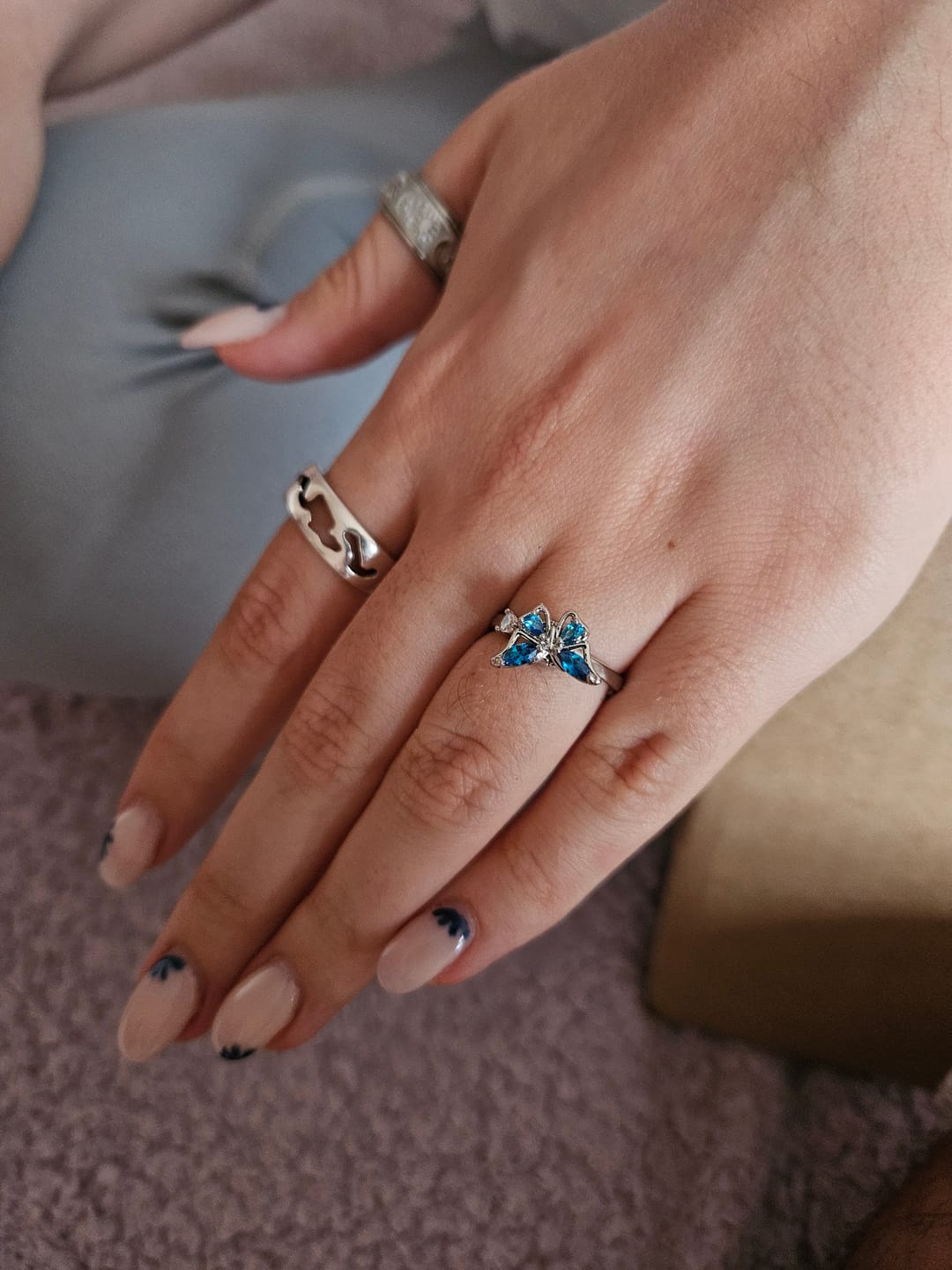 Customer photo review of Blue Butterfly Fidget Ring