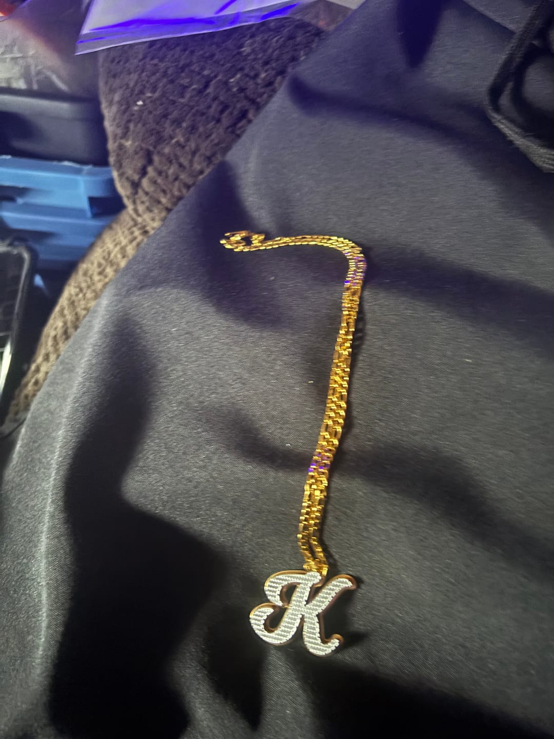Customer photo review of Double Plated Initial Necklace w/ Figaro Chain