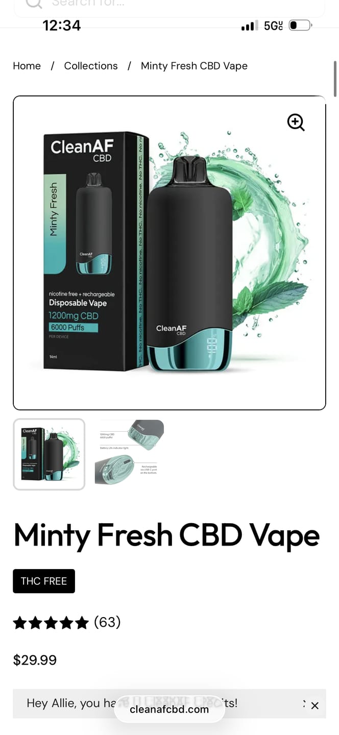 Customer photo review of Minty Fresh CBD Vape