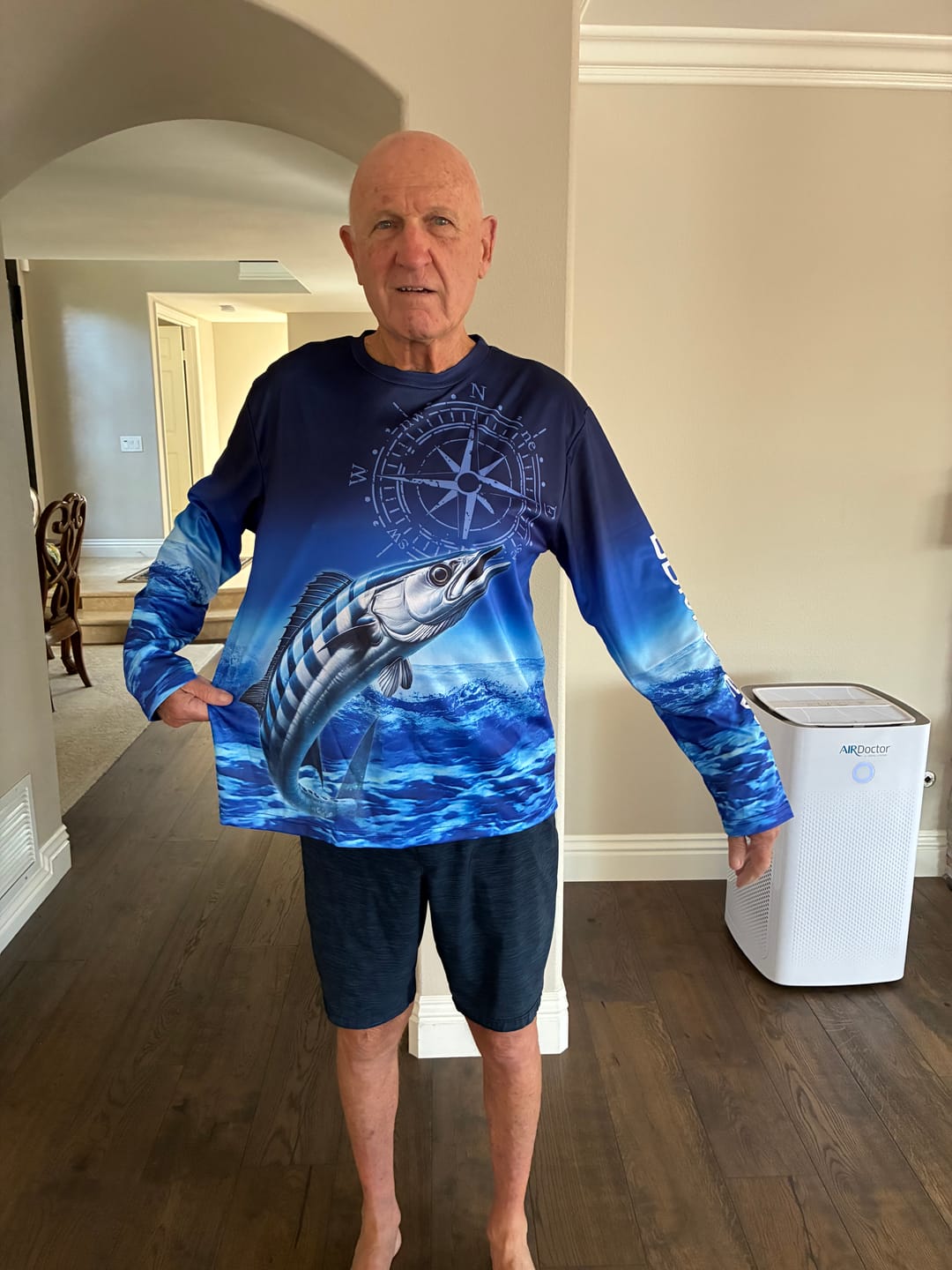 Customer photo review of Wahoo fishing Custom Name UV protection UPF 30+ fishing jersey, deep sea fishing tournament shirts NQS3958