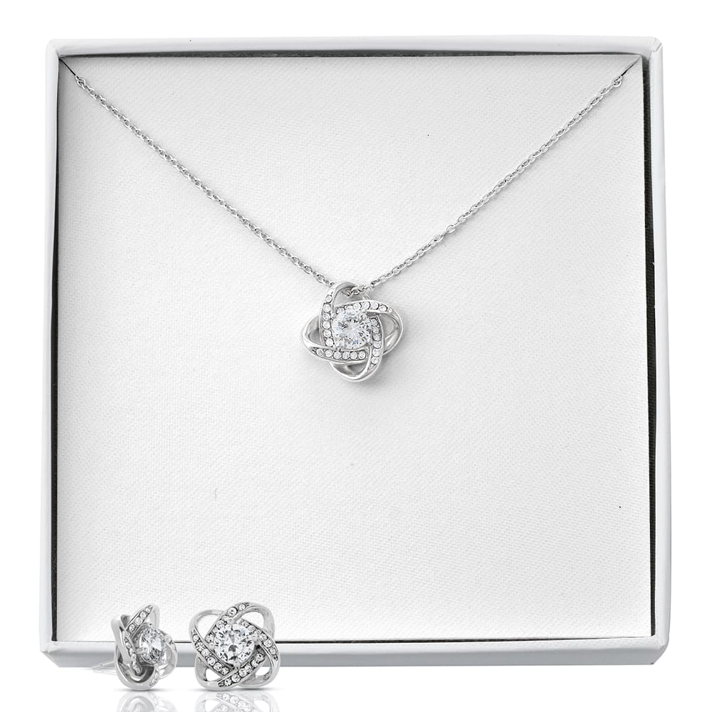 Customer photo review of Love Knot Necklace and Earing Set