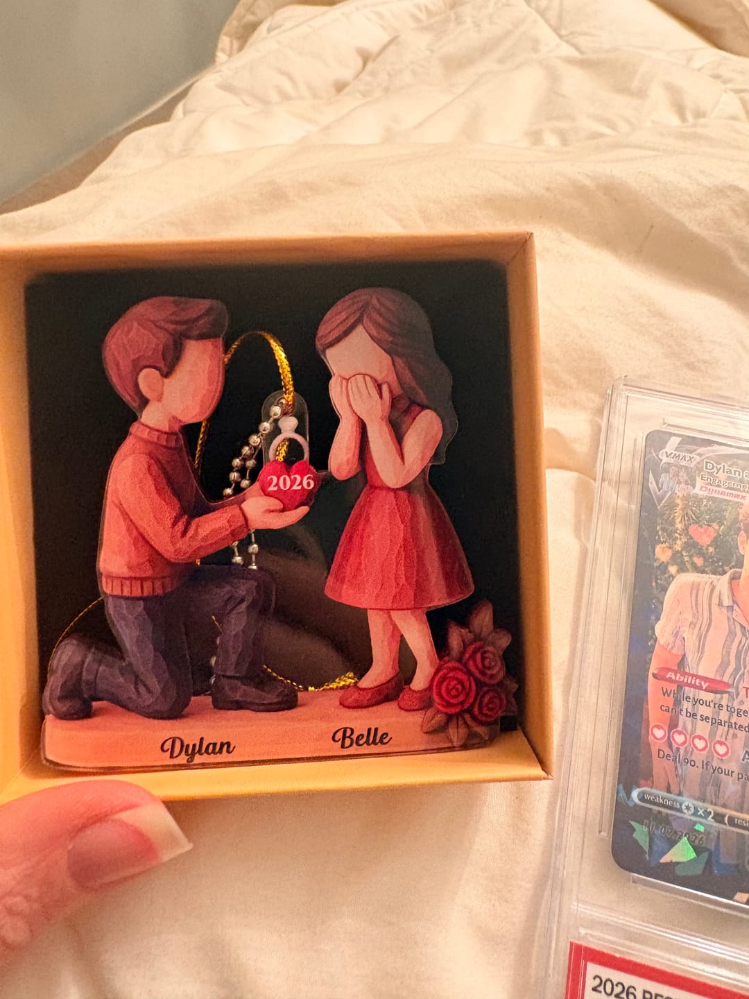 Customer photo review of Couple Marriage Proposal - Personalized Acrylic Ornament - Newly Engaged Gift, "She Said Yes!" Ornament, Just Engaged Gifts for Couples
