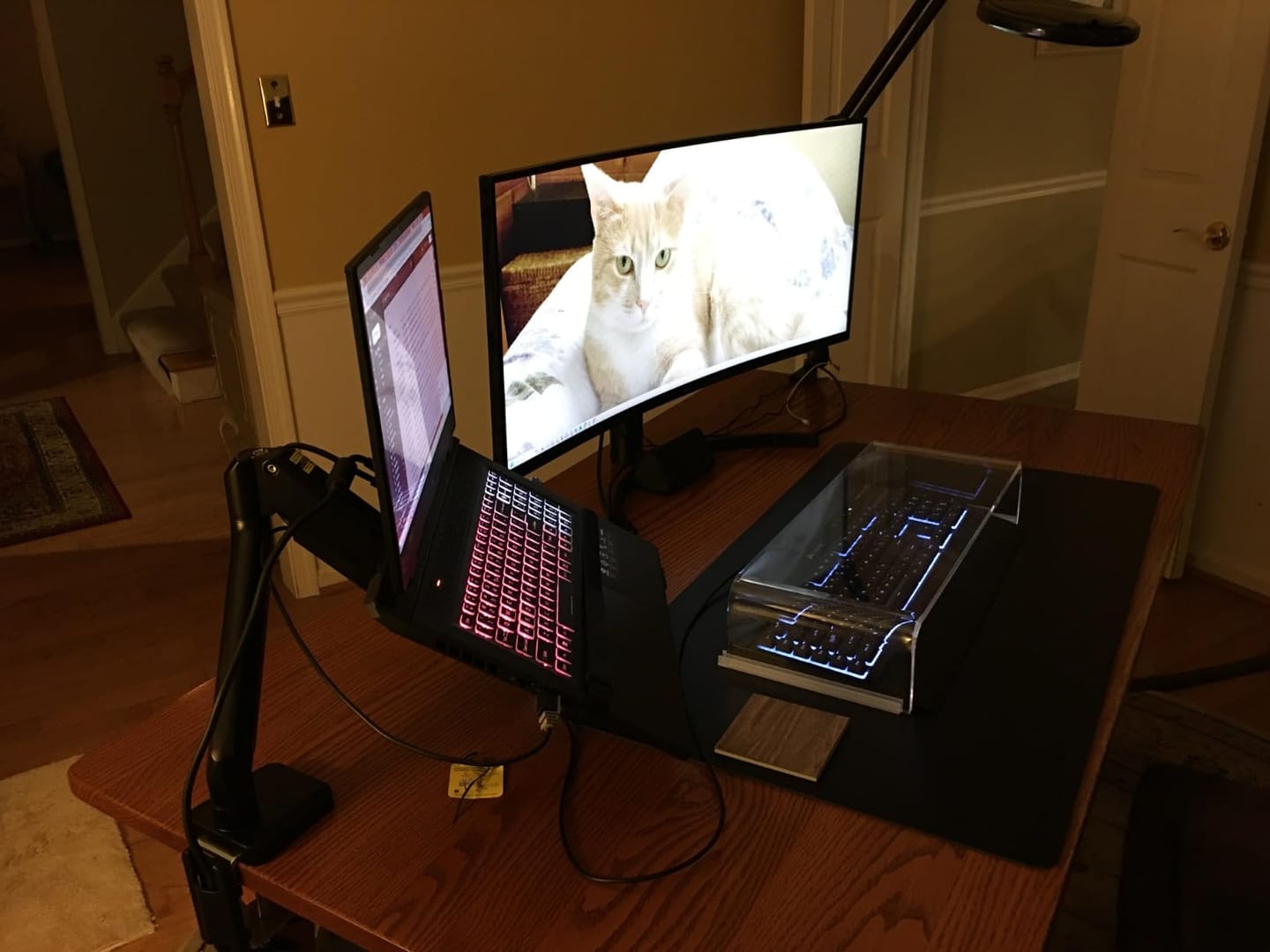 Customer photo review of 2-in-1 Laptop & Monitor Desk Mount