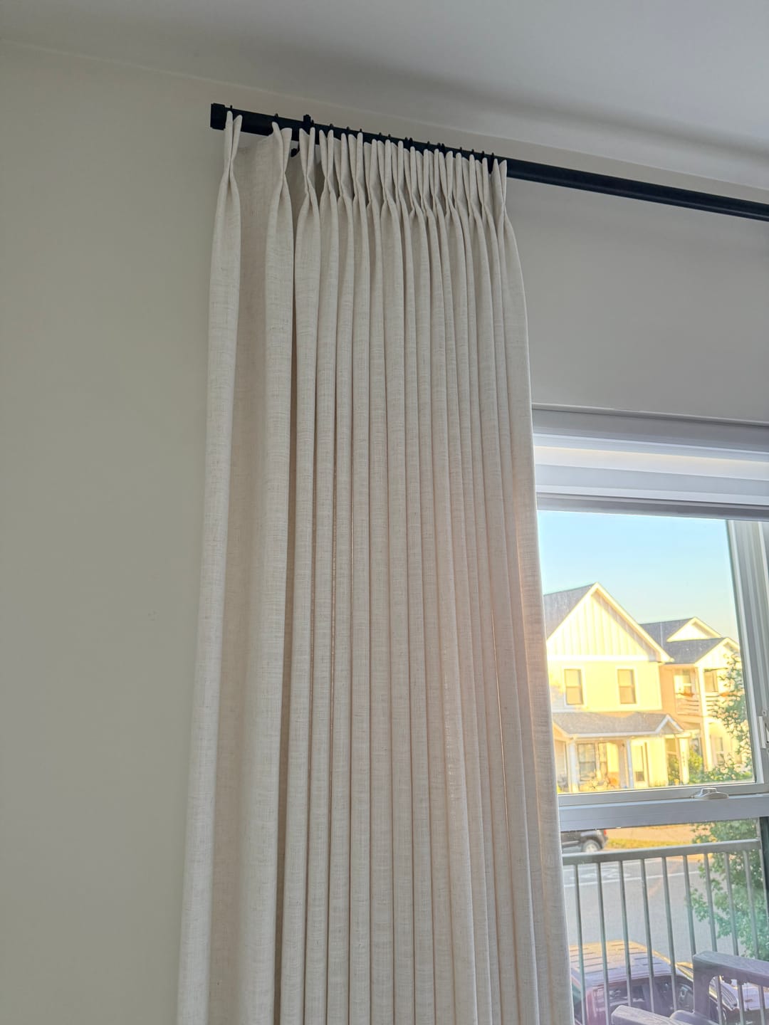 Customer photo review of Lucy Neutral Linen Pinch Pleat Curtains