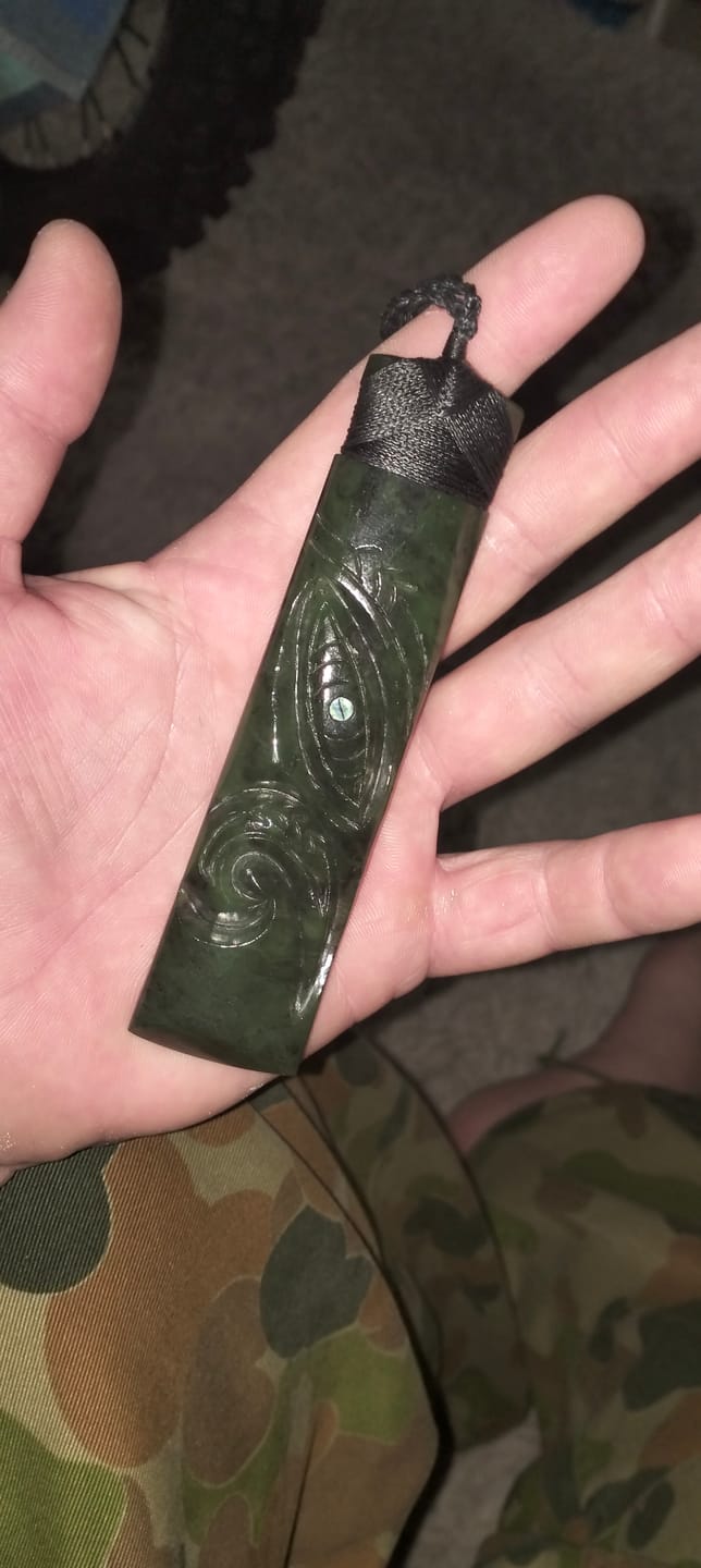 Customer photo review of 12cm Pounamu Greenstone Toki Manaia Necklace