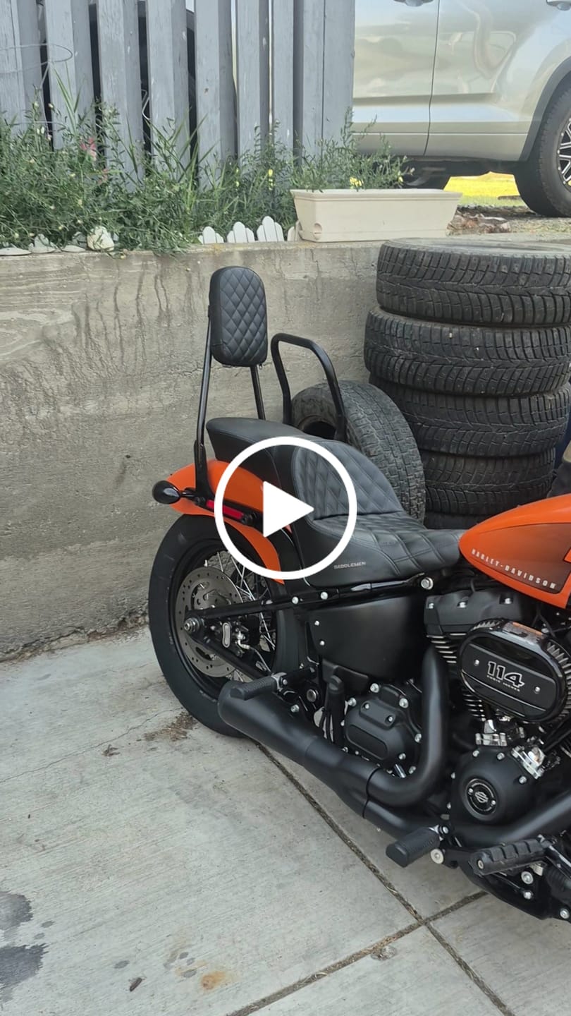 Customer video review of Viking Iron Born Diamond Stitch Leather Tall Motorcycle Sissy Bar Pad for Harley Davidson