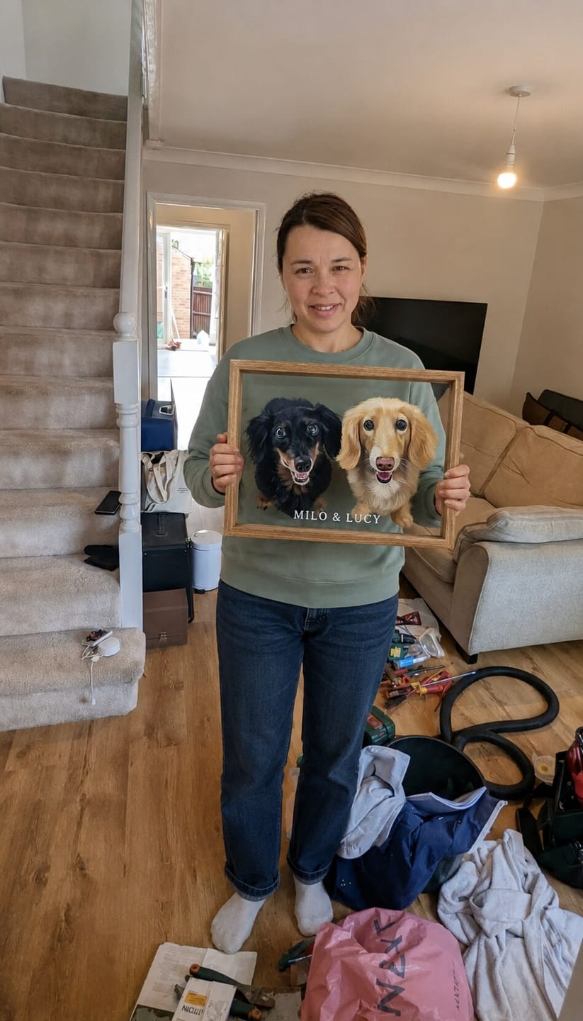 Customer photo review of 3D Hand-Drawn Pet Portraits