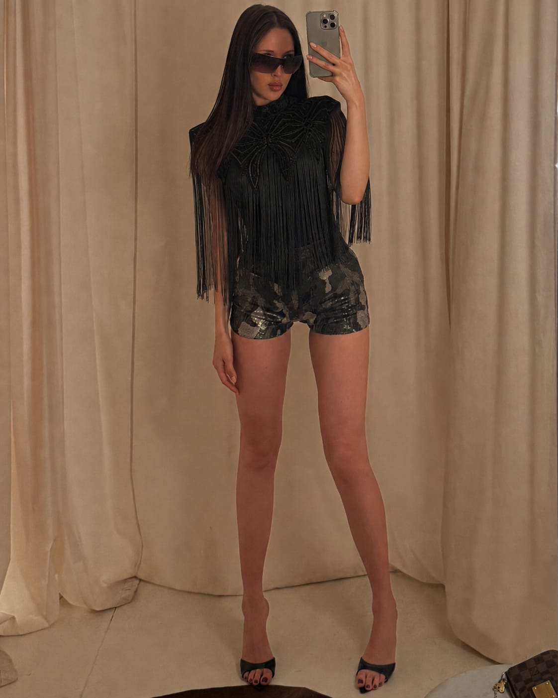 Customer photo review of Macee Fringe Cape