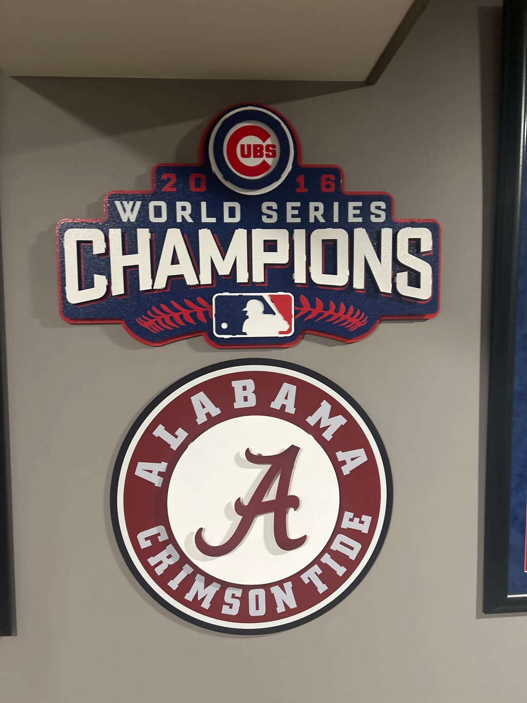 Customer photo review of Chicago Cubs World Series Champions 2016 3D Metal Wall Art