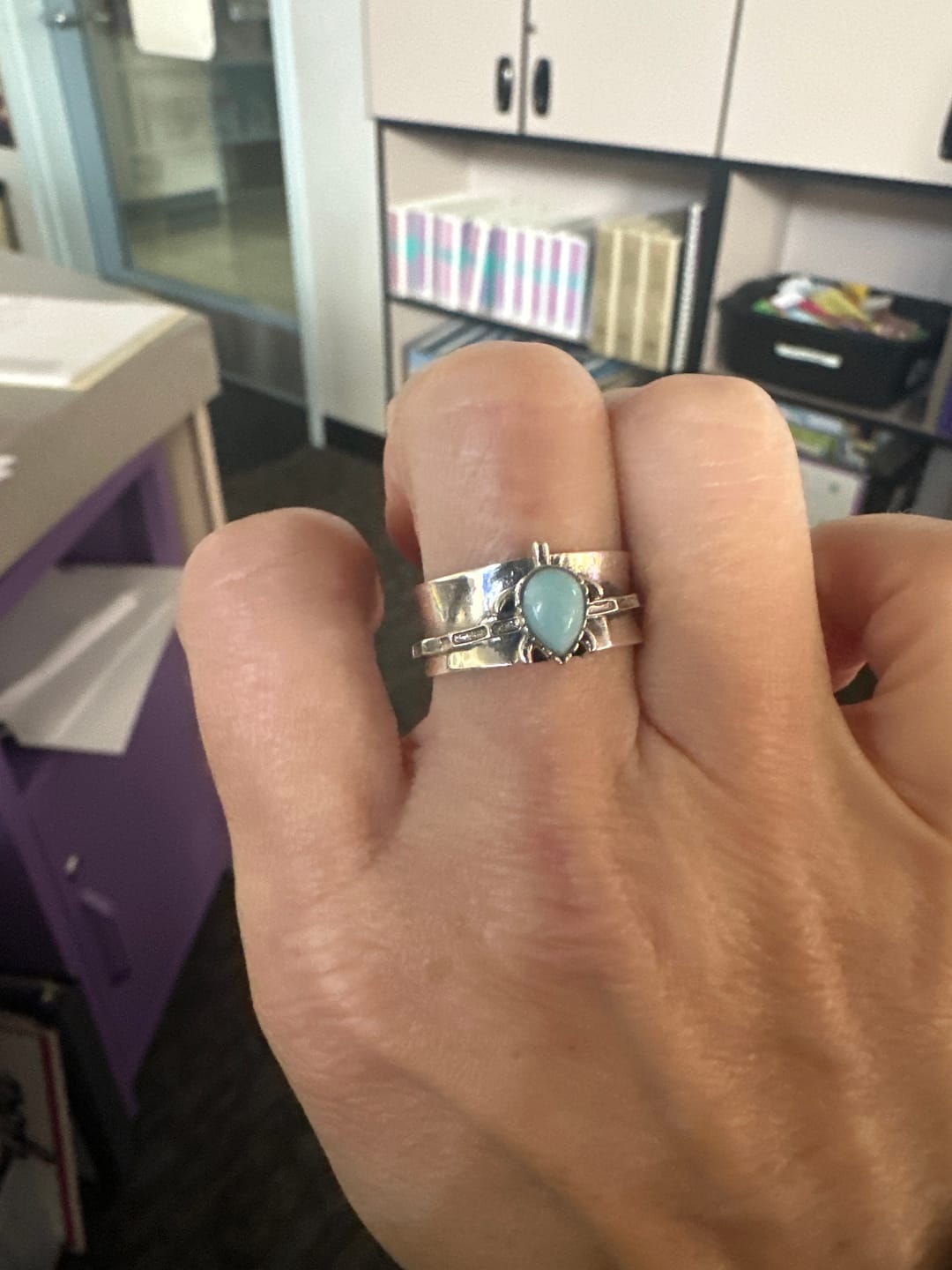 Customer photo review of Turtle Larimar Fidget Ring