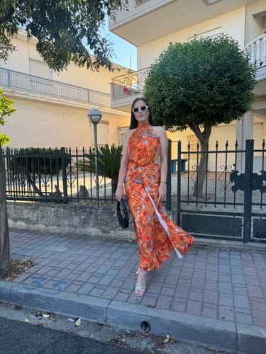 Customer photo review of Μάξι Floral Φόρεμα με Σούρα Εξώπλατο